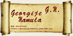 Georgije Mamula vizit kartica